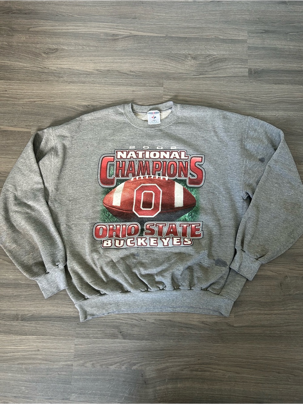 Ohio State Vintage Buckeyes Gray '2002 National Champions' Crewneck Sweatshirt